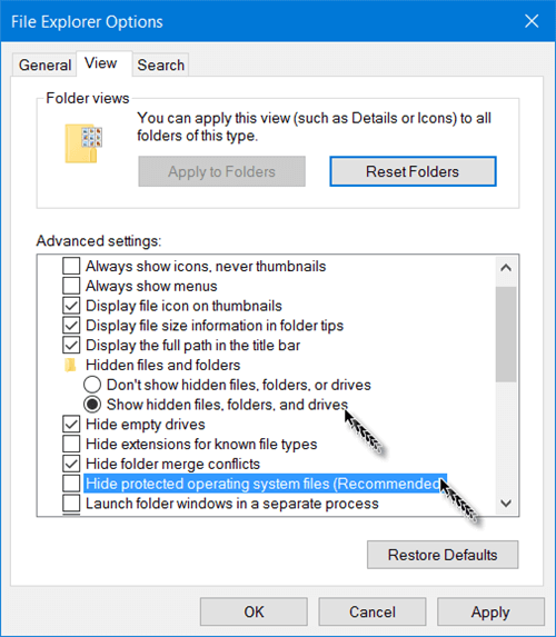 zeige versteckte Dateien